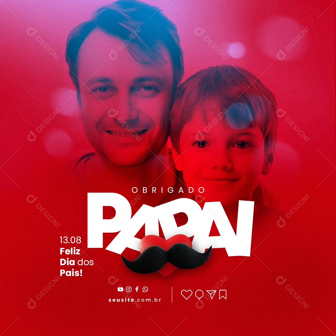 Obrigado Papai 13 De Agosto Feliz Dia Dos Pais Social Media PSD Editável