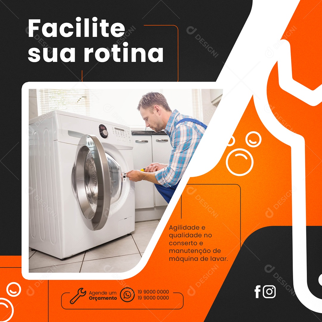 Facilite Sua Rotina Manutenção Consertos De Máquinas Social Media PSD Editável