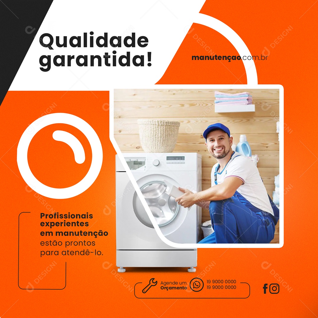 Qualidade Garantida Manutenção Consertos De Máquinas De Lavar Social Media PSD Editável