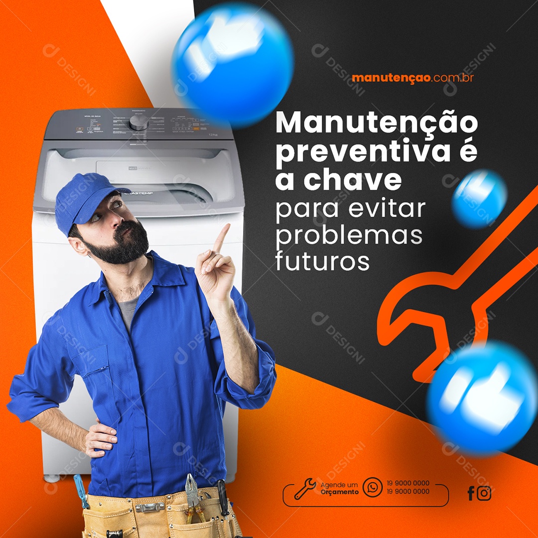 Manutenção Preventiva é A Chave Para Evitar Problemas Futuros Máquinas Social Media PSD Editável