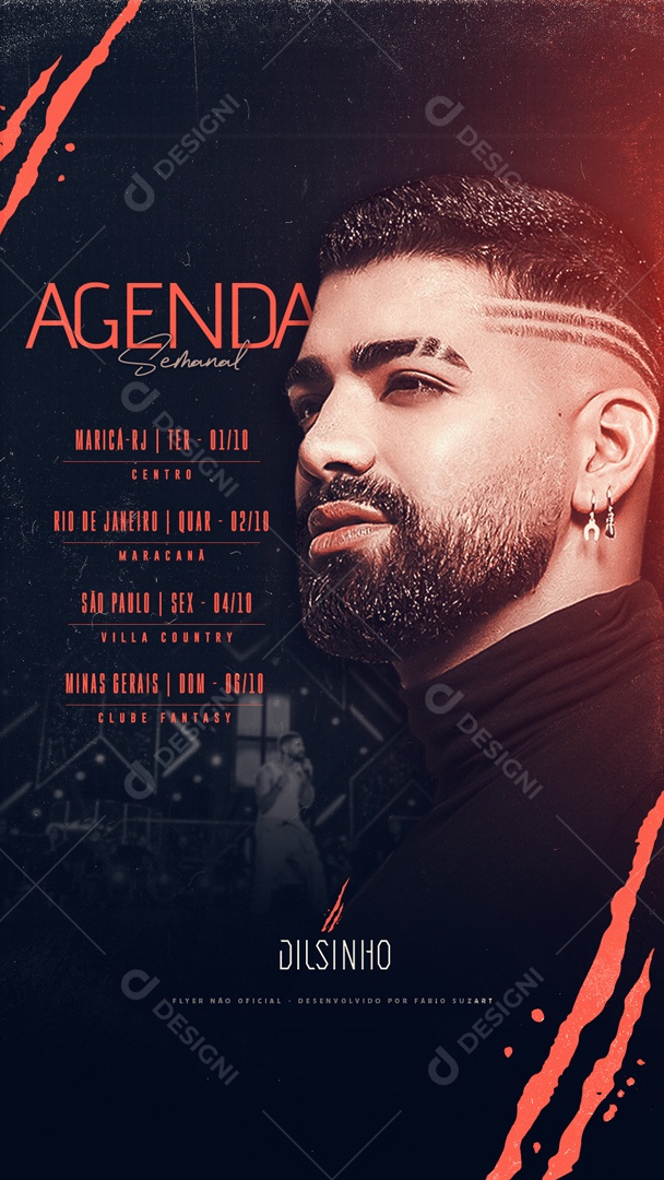 Flyer Story Agenda Semanal Dilsinho Social Media PSD Editável