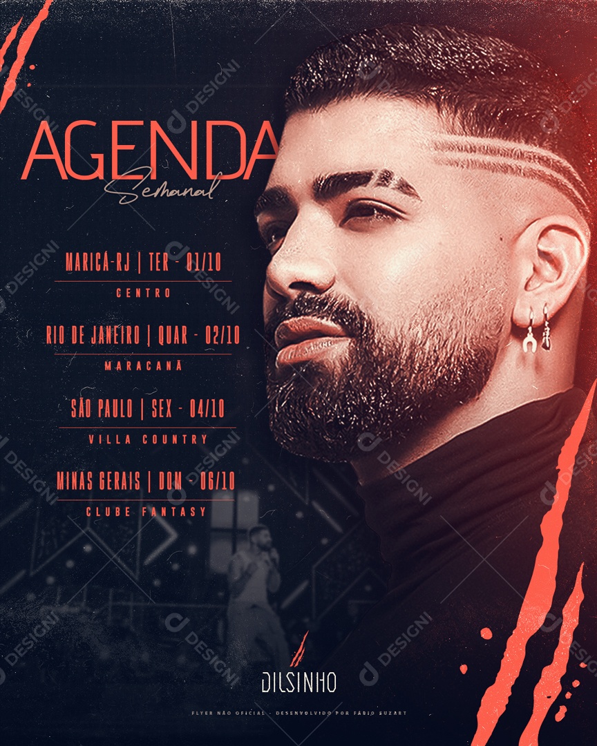 Flyer Agenda Semanal Dilsinho Social Media PSD Editável