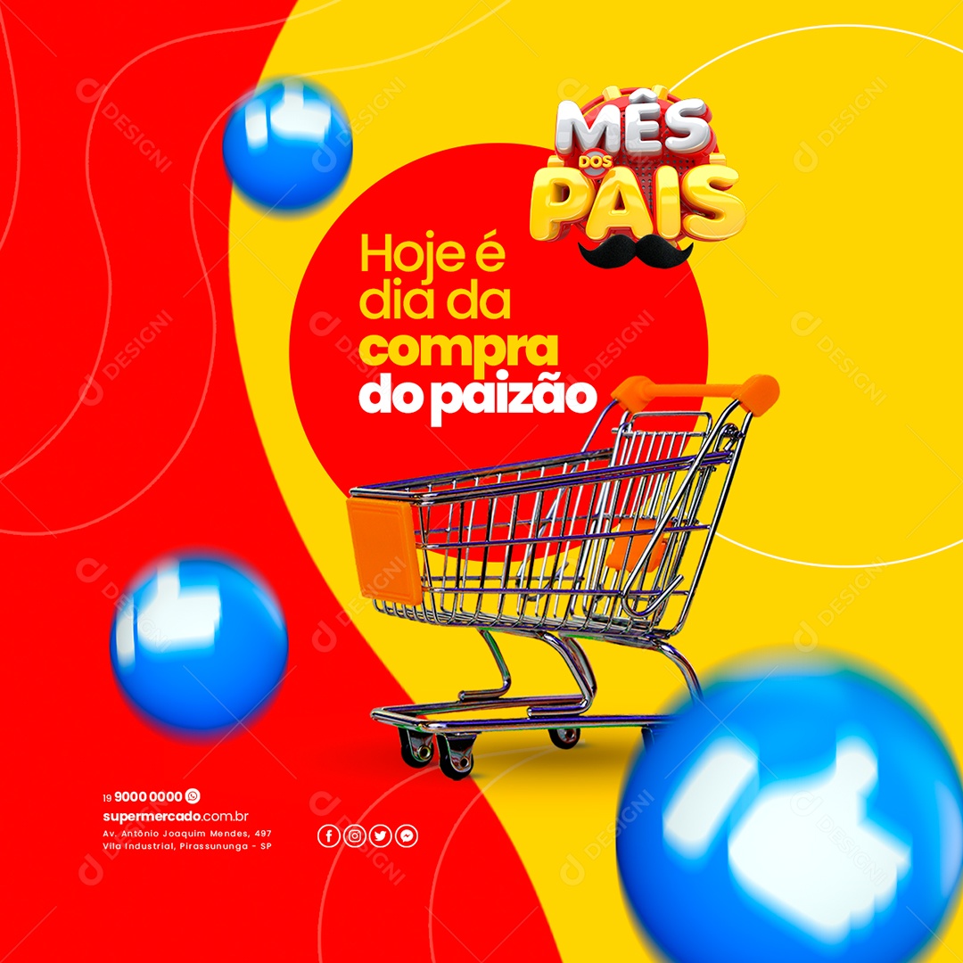Hoje é Dia Da Compra Do Paizão Mês Dos Pais Supermercado Social Media PSD Editável