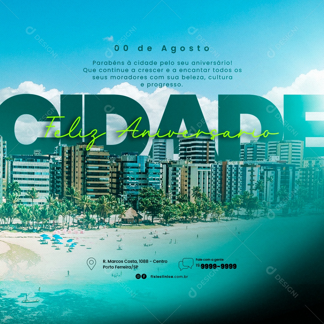 Feliz Aniversário Cidade Que Continue A Crescer Social Media PSD Editável