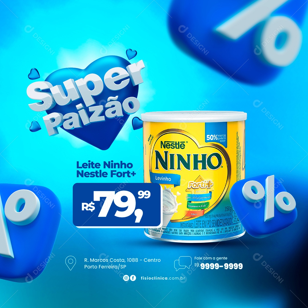 Super Paizão Leite Ninho Nestle Fort + 79,99 Dia Dos Pais Supermercado Social Media PSD Editável