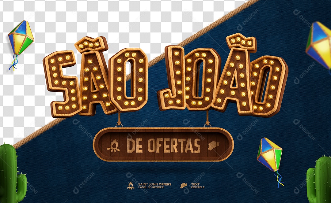 São João De Ofertas Selo 3D Para Composição PSD