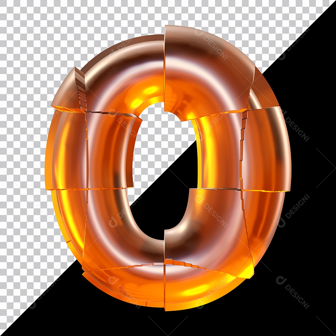 Número 0 Laranja Elemento 3D Para Composição PSD