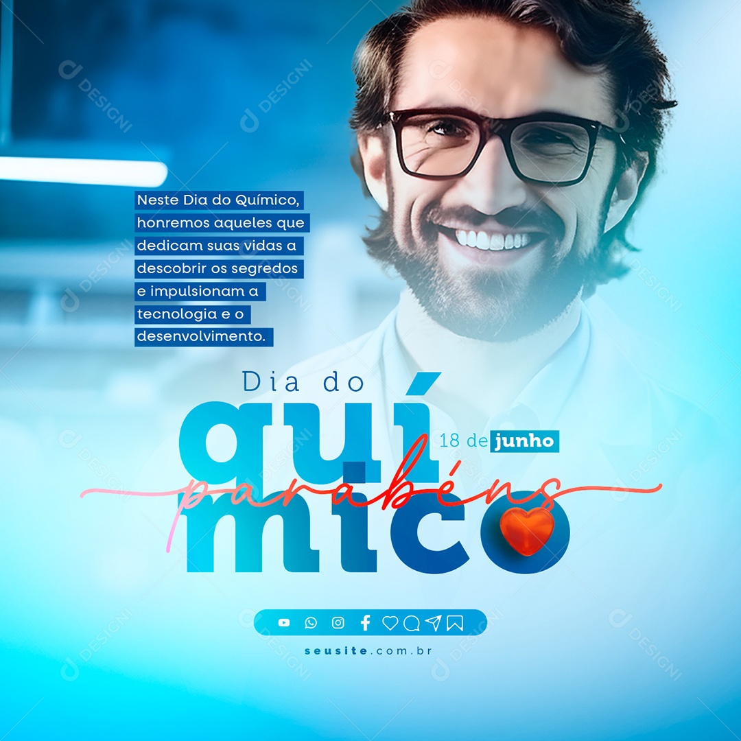 Honremos Aqueles Que Dedicam Suas Vidas Dia Do Químico 18 De Junho Social Media PSD Editável
