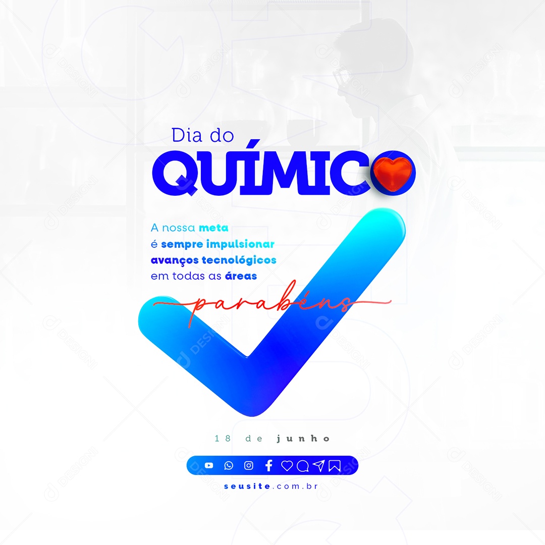 Parabéns Dia Do Químico 18 De Junho Social Media PSD Editável
