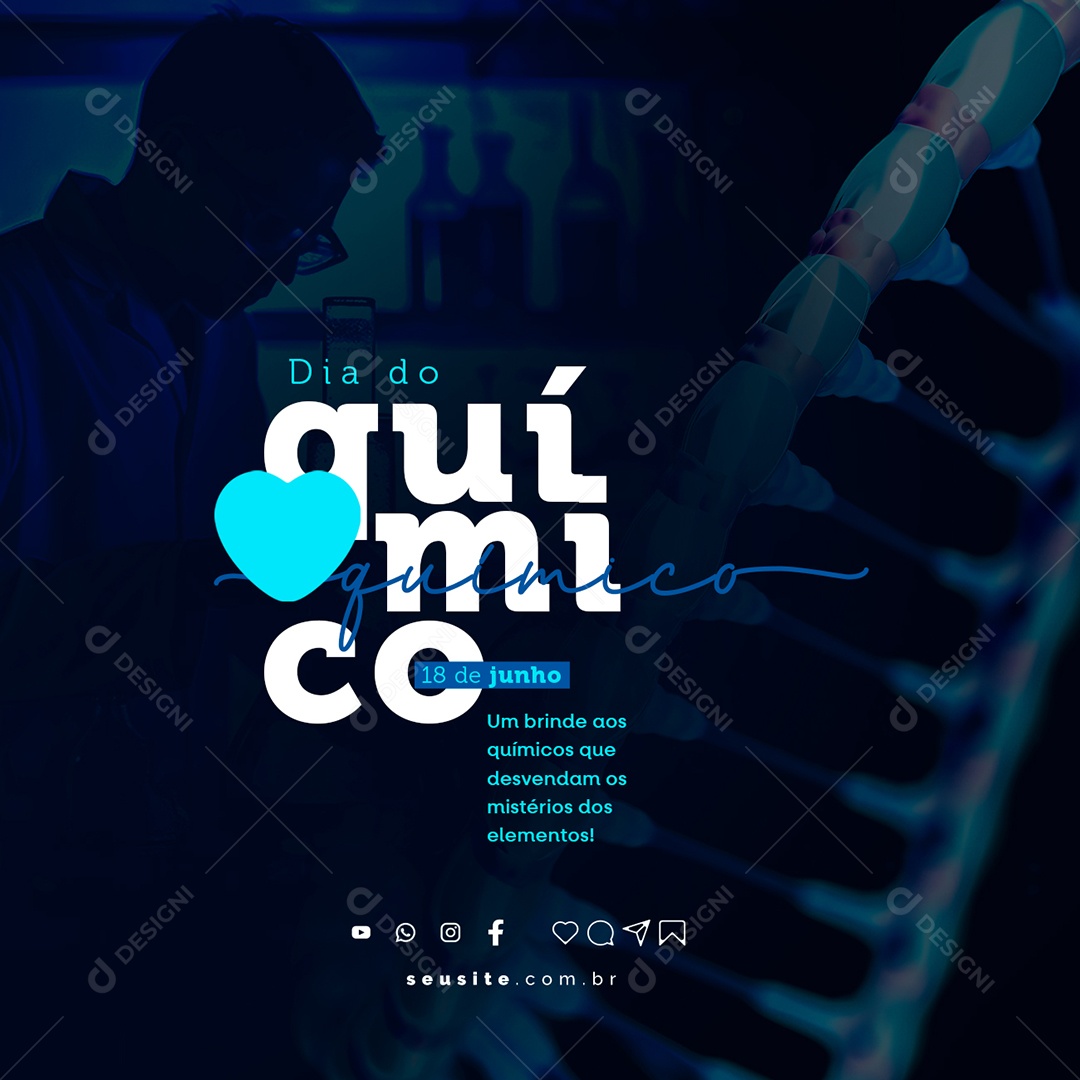 Um Brinde Aos Químicos Que Desvendam Os Mistérios Dia Do Químico Social Media PSD Editável