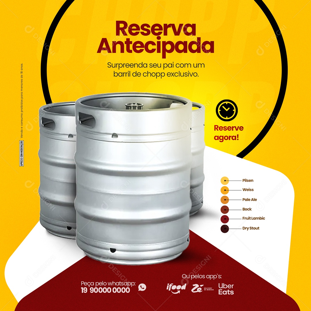 Reserva Antecipada Surpreenda Seu Pai Com Um Barril Choperia Social Media PSD Editável