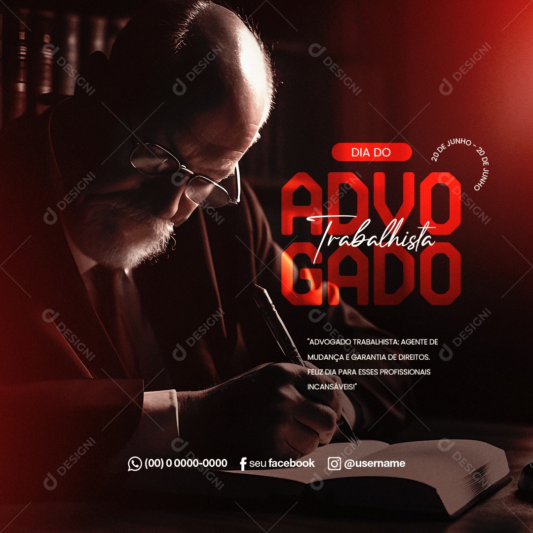 Advogado Trabalhista Agente De Mudança Dia Do Advogado Trabalhista Social Media PSD Editável