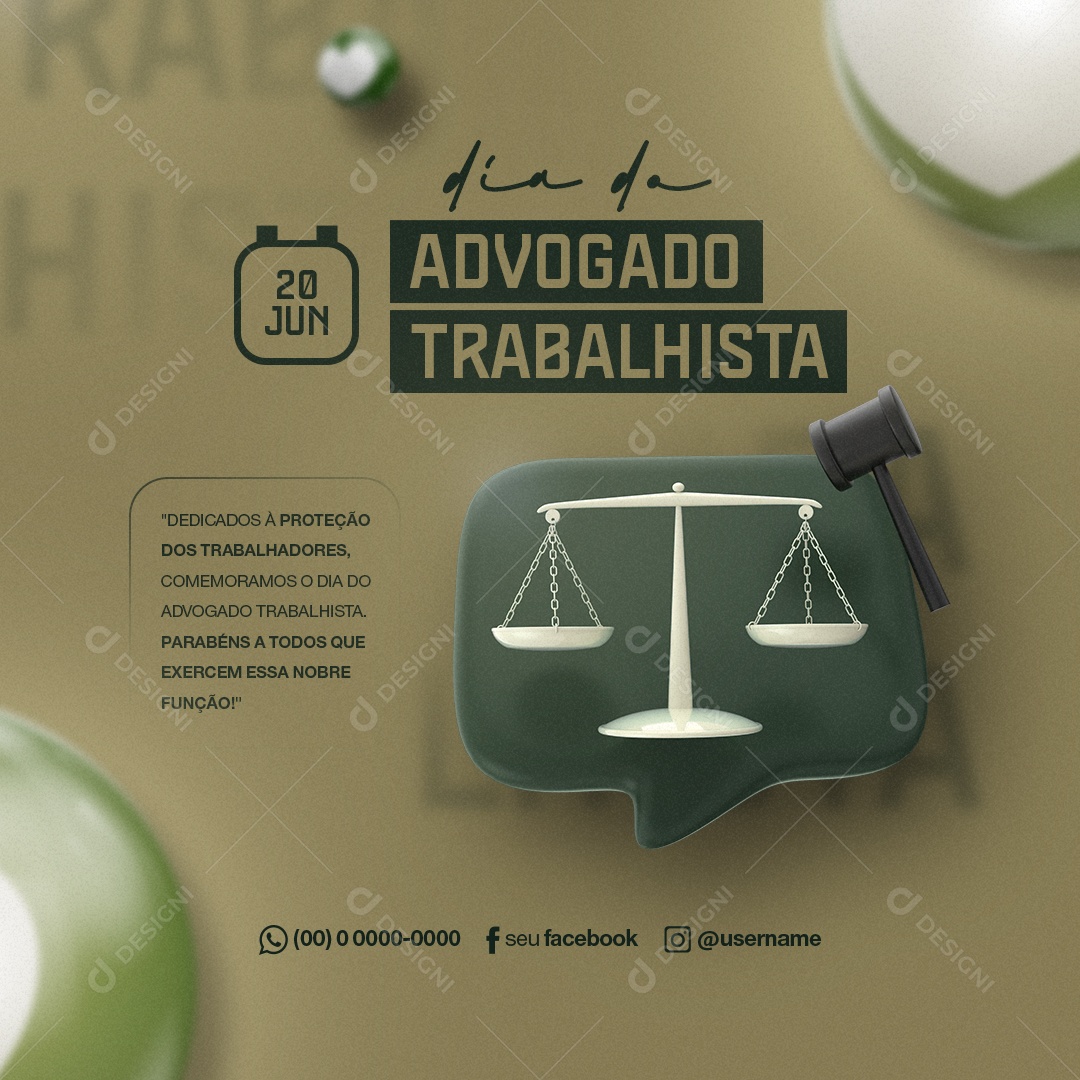 Dedicados À Proteção Dos Trabalhadores Dia Do Advogado Trabalhista Social Media PSD Editável