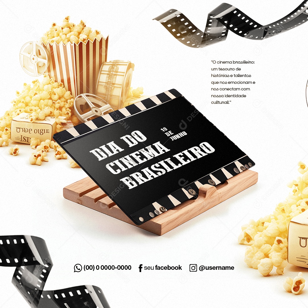 Um Tesouro De Histórias e Talentos Dia Do Cinema Brasileiro Social Media PSD Editável