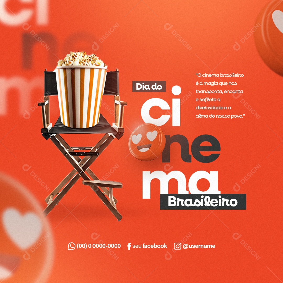 O Cinema Brasileiro é a Magia Dia Do Cinema Brasileiro Social Media PSD Editável