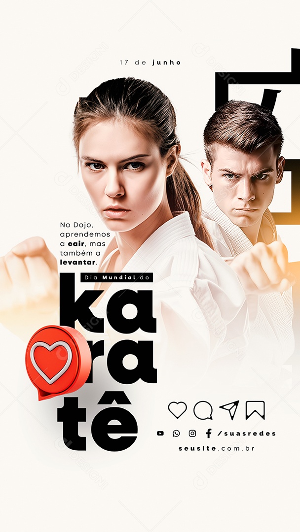 Story Social Media Aprendemos A Cair, Mas Também A Levantar Dia Mundial Do Karatê PSD Editável