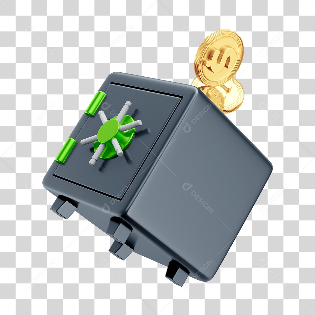 Cofre Dinheiro Elemento 3D PNG Transparente