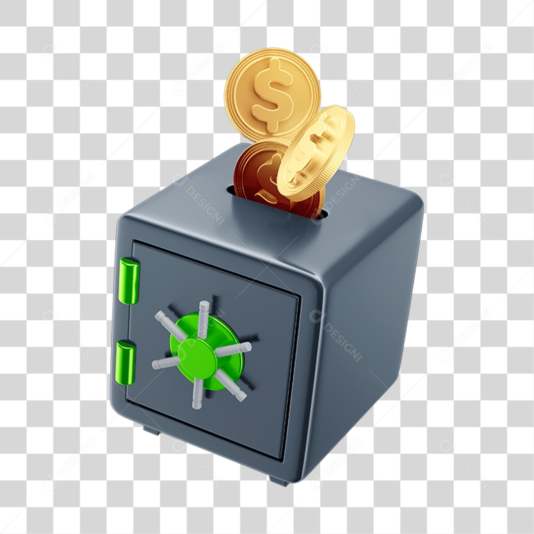Cofre Dinheiro Elemento 3D PNG Transparente