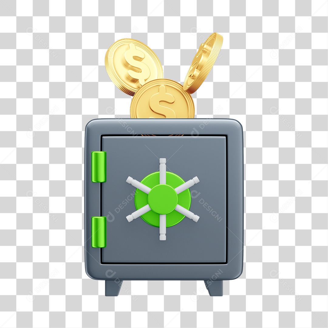 Cofre Dinheiro Elemento 3D PNG Transparente