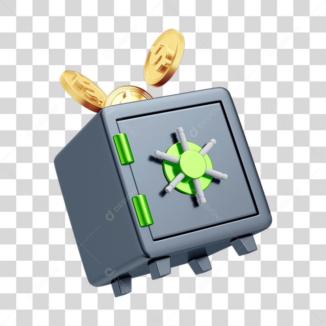 Cofre Dinheiro Elemento 3D PNG Transparente