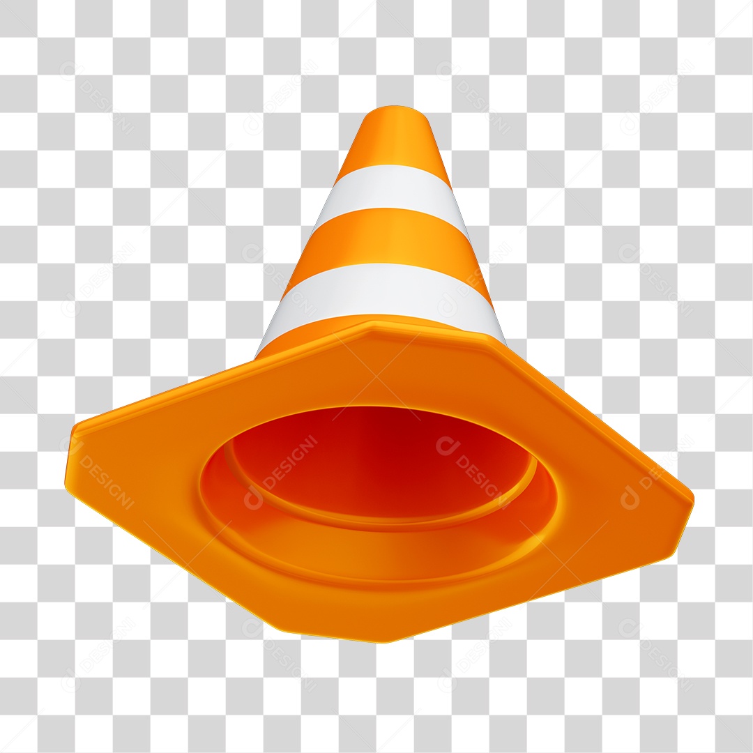 Cone Sinalização Elemento 3D PNG Transparente