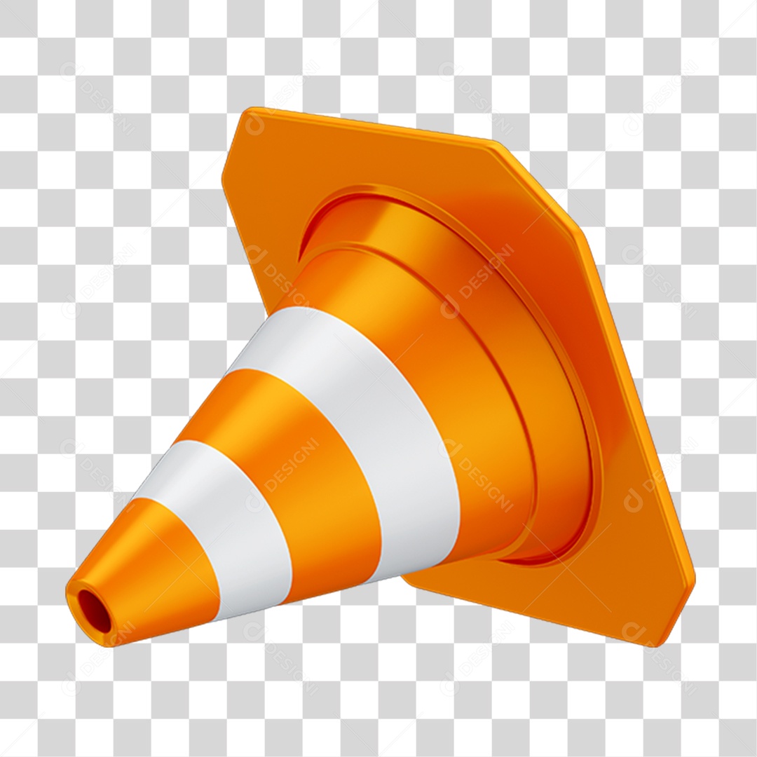 Cone Sinalização Elemento 3D PNG Transparente