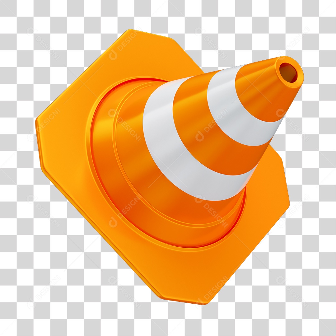 Cone Sinalização Elemento 3D PNG Transparente
