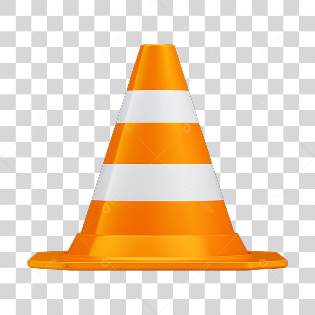 Cone Sinalização Elemento 3D PNG Transparente