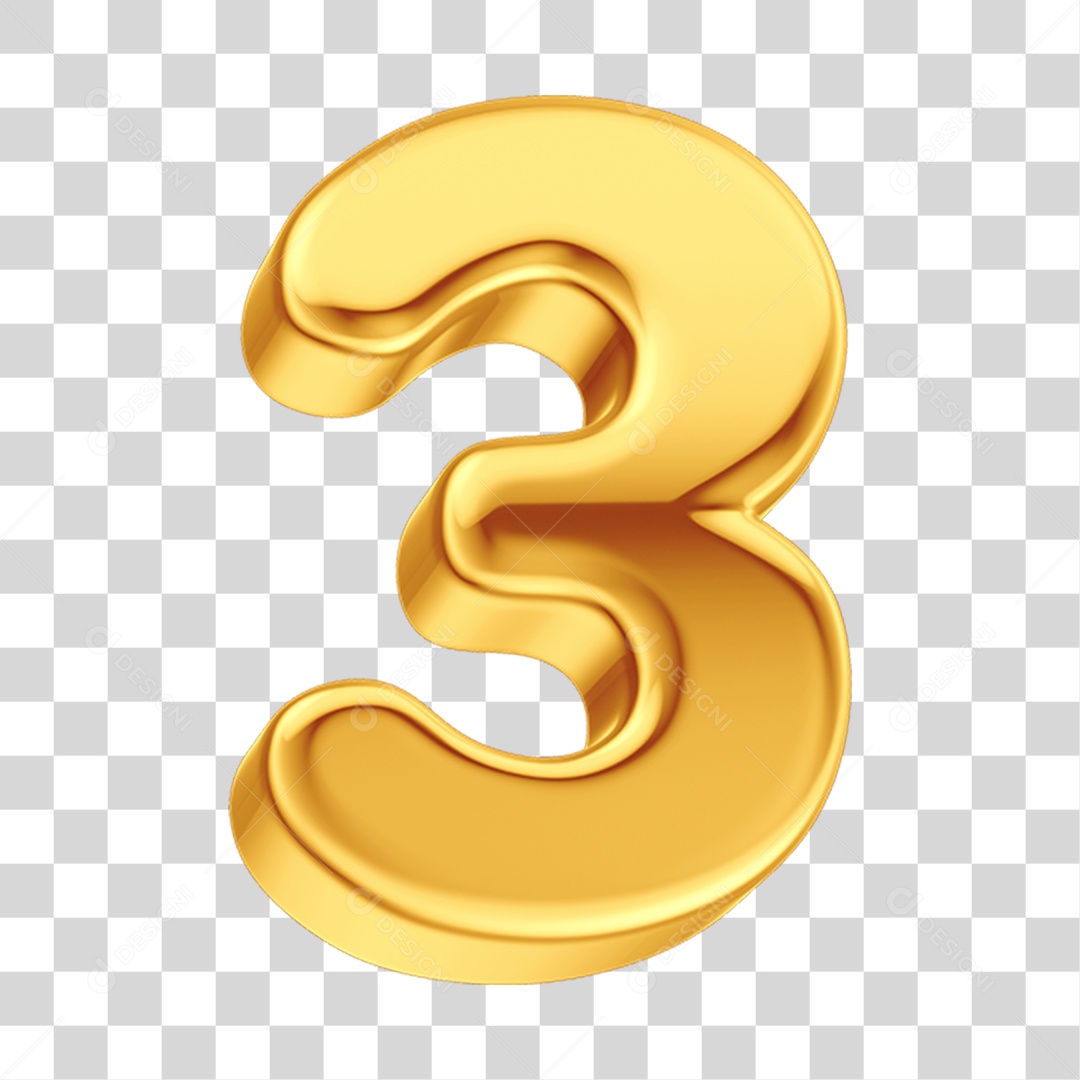Elemento 3D Número 8 Dourado PNG Transparente