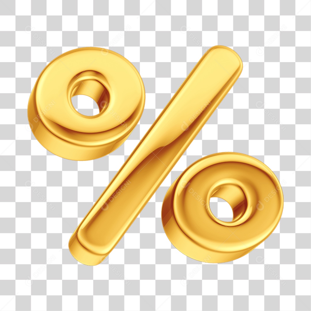 Símbolo Porcentagem Dourado PNG Transparente