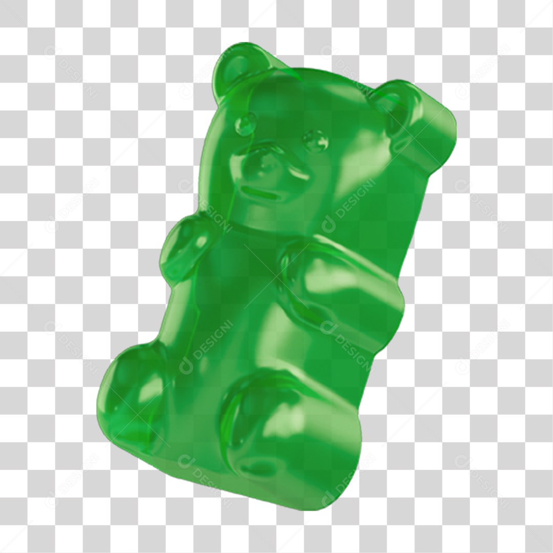 Ursinho de Goma Verde PNG Transparente