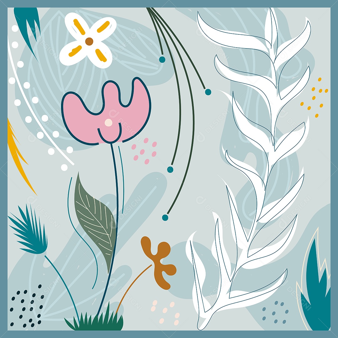 Cenário Realista De Flores Desenhada Á Mão Ilustração Vetor EPS