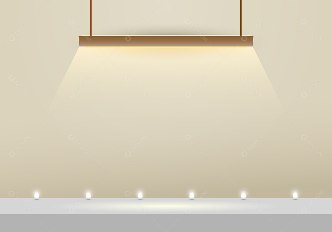 Palco moderno de lâmpada suspensa 3D com cena mínima de esfera de néon Vetor EPS