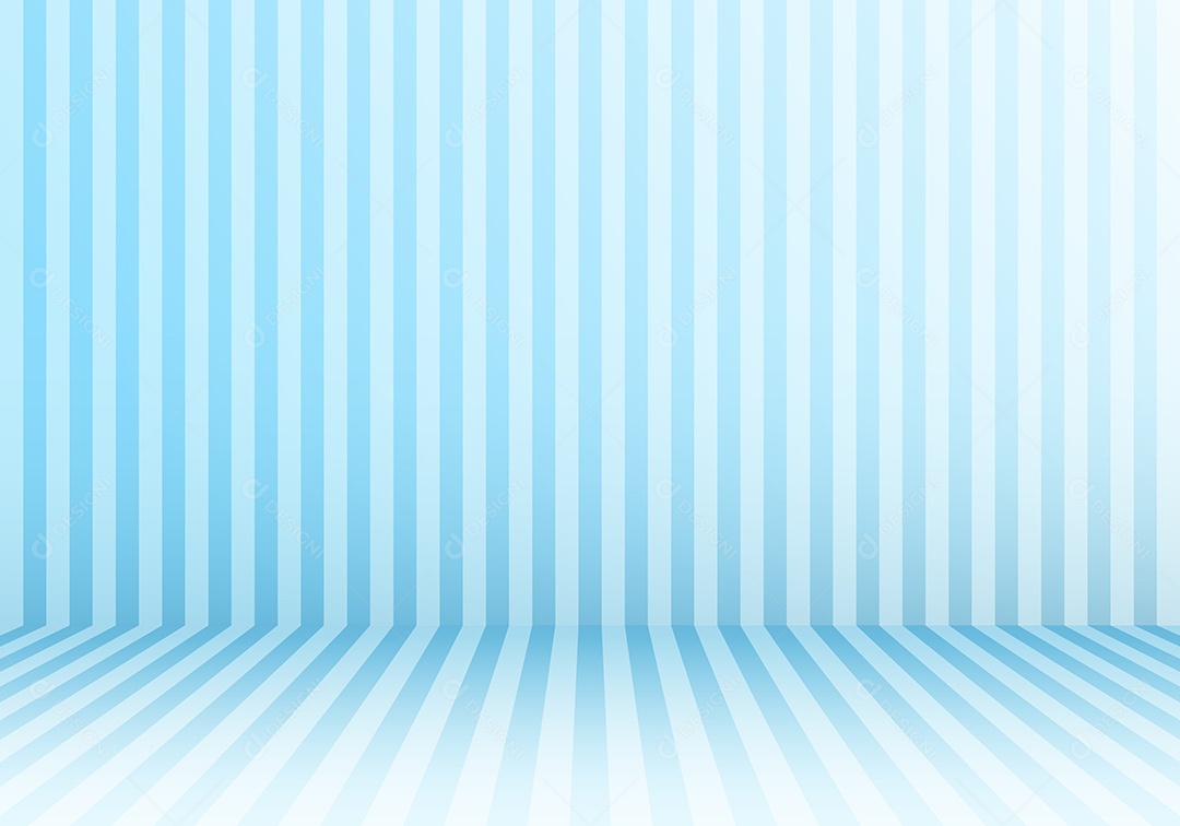 Sala de estúdio 3D linhas verticais abstratas perspe doce listrado azul Vetor EPS