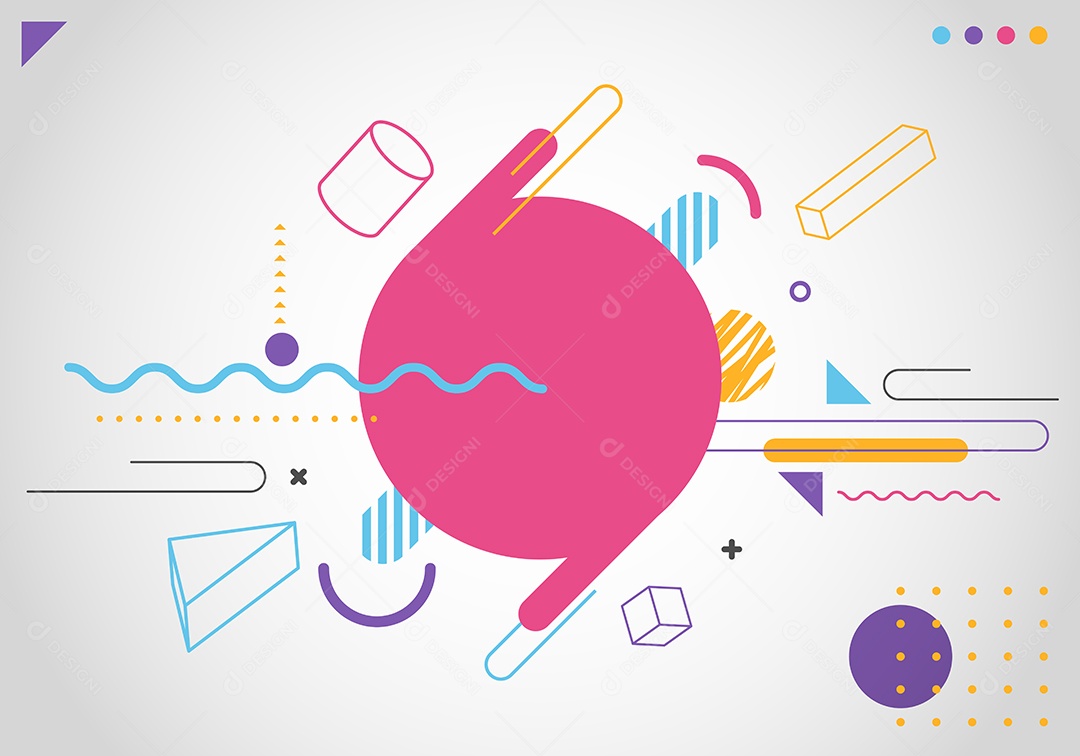 Patte de elementos coloridos de linha geométrica 3D moderna e moderna abstrata Vetor EPS