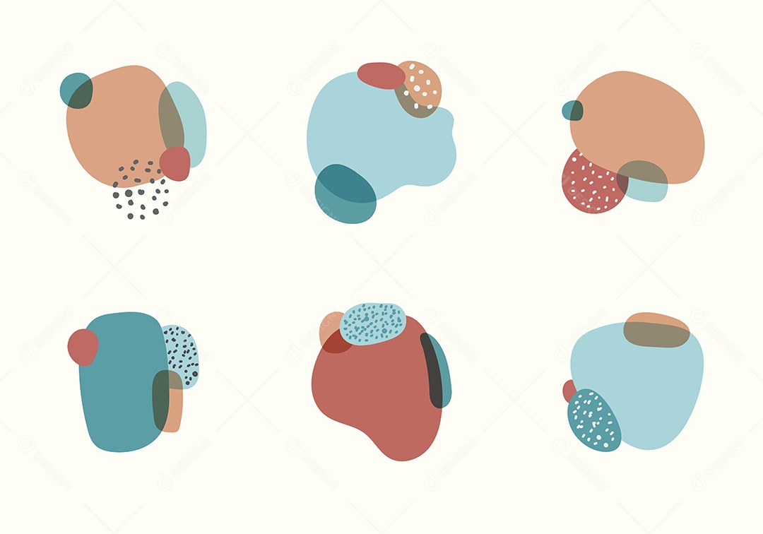 Conjunto de formas orgânicas abstratas de elemento de rótulo com padrão Vetor EPS