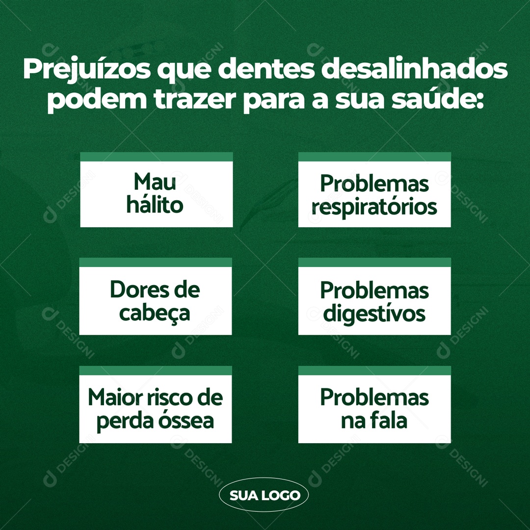Social Media Prejuízo Que Dentes Desalinhados PSD Editável