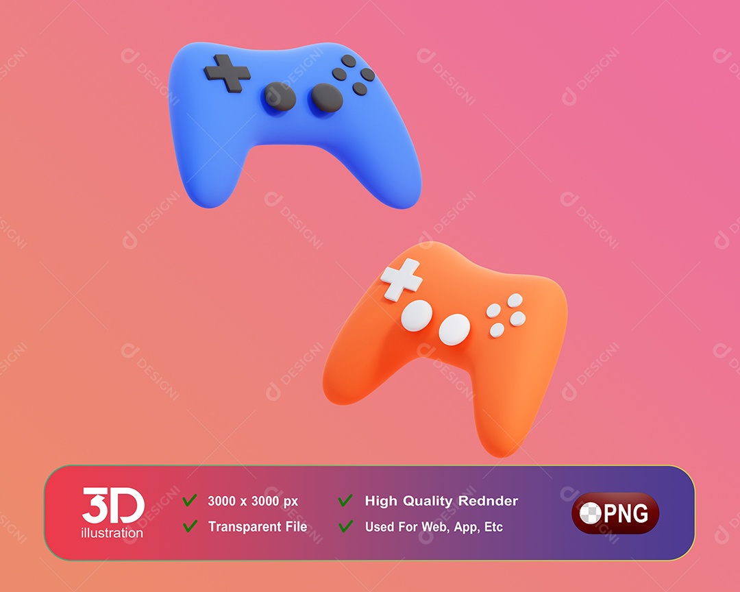 Controle De Vídeo Game Elemento 3D Para Composição PSD
