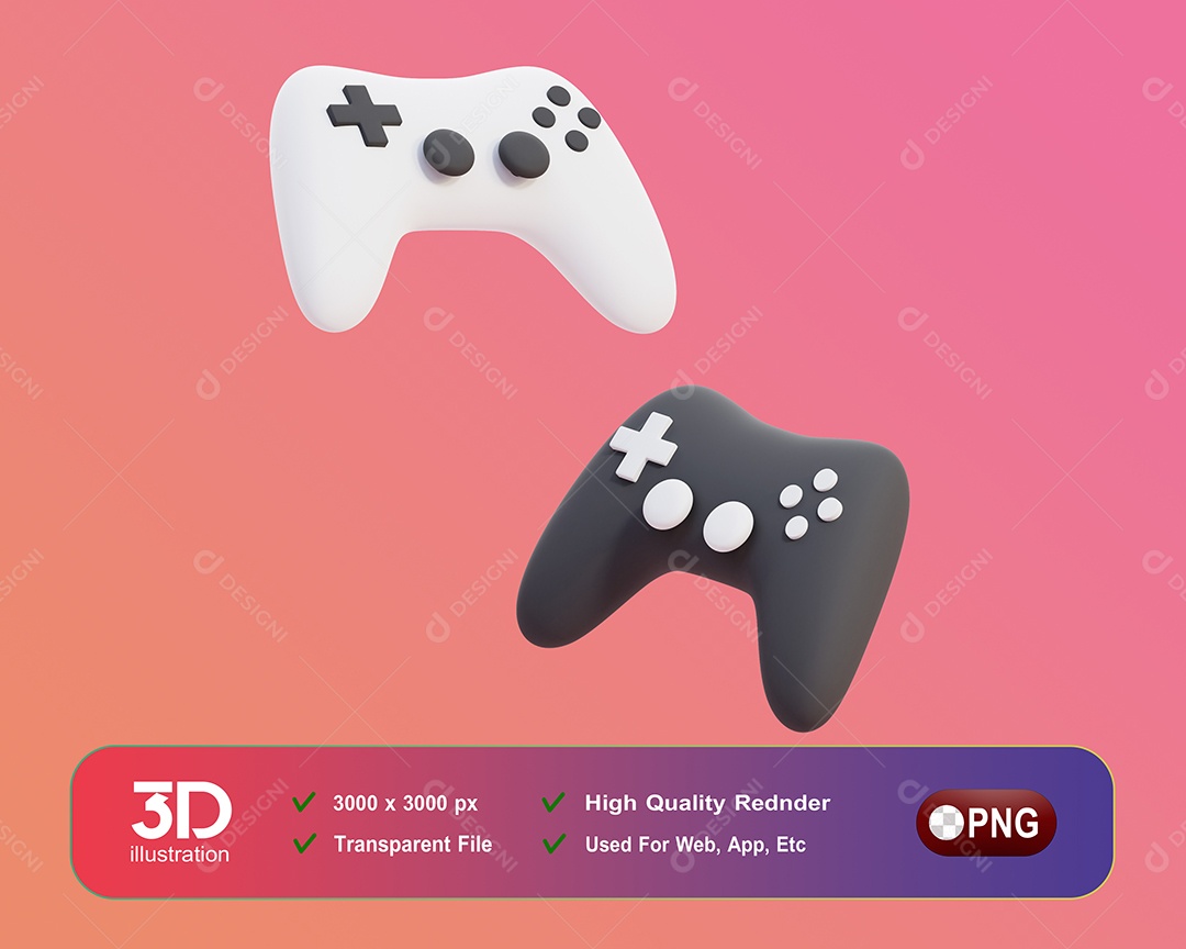 Controle De Vídeo Game Elemento 3D Para Composição PSD