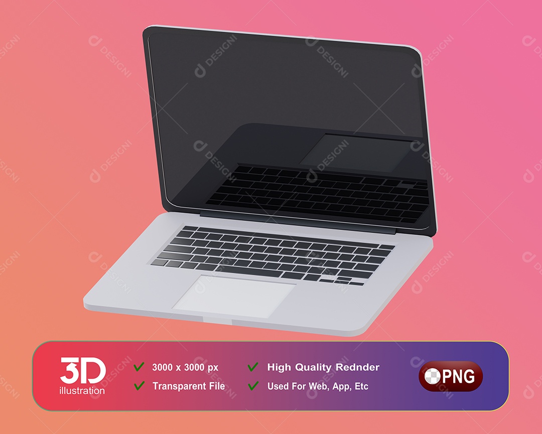 Notebook Elemento 3D Para Composição PSD