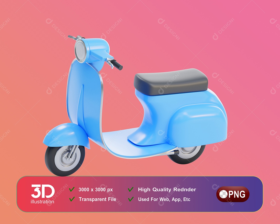 Moto Lambreta  Elemento 3D Para Composição PSD