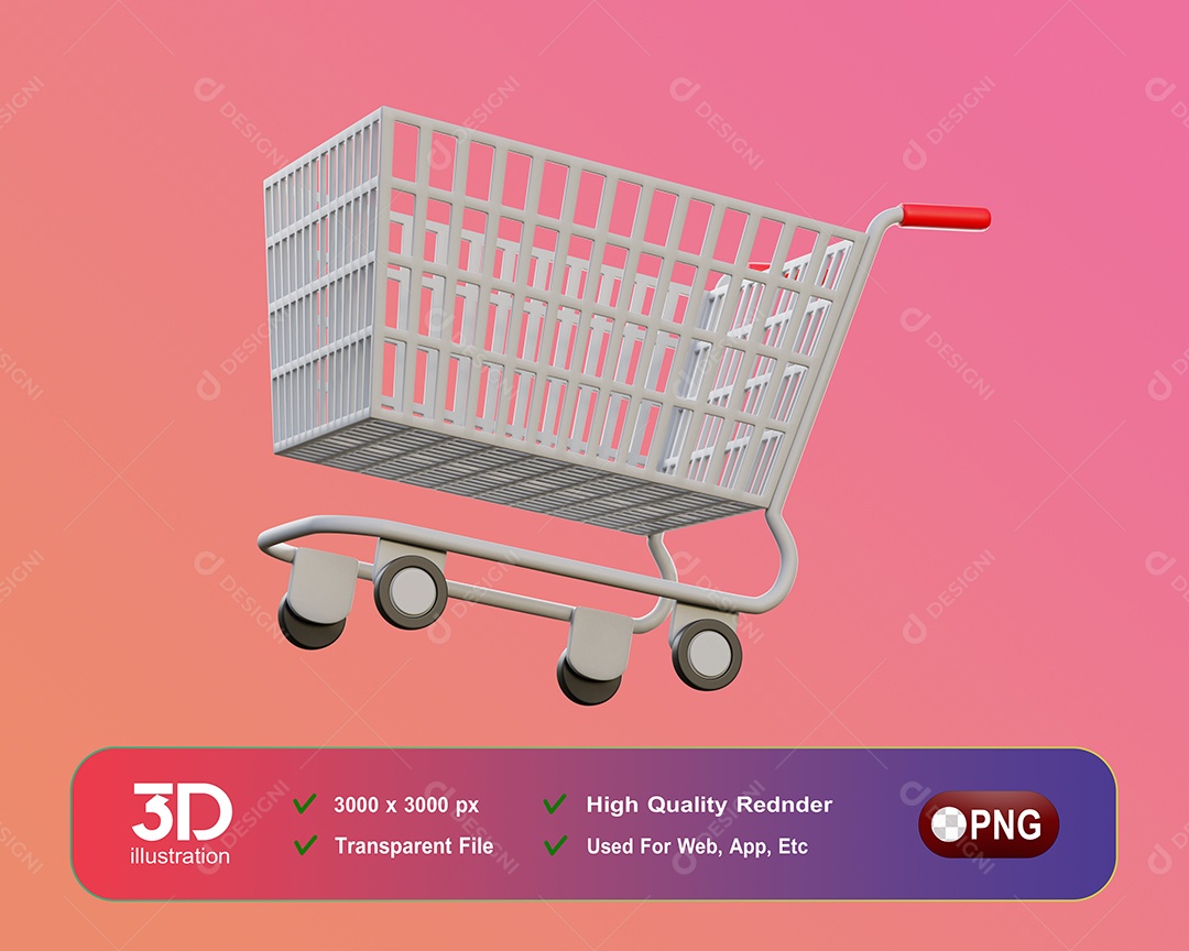 Carrinho De Compras Elemento 3D Para Composição PSD