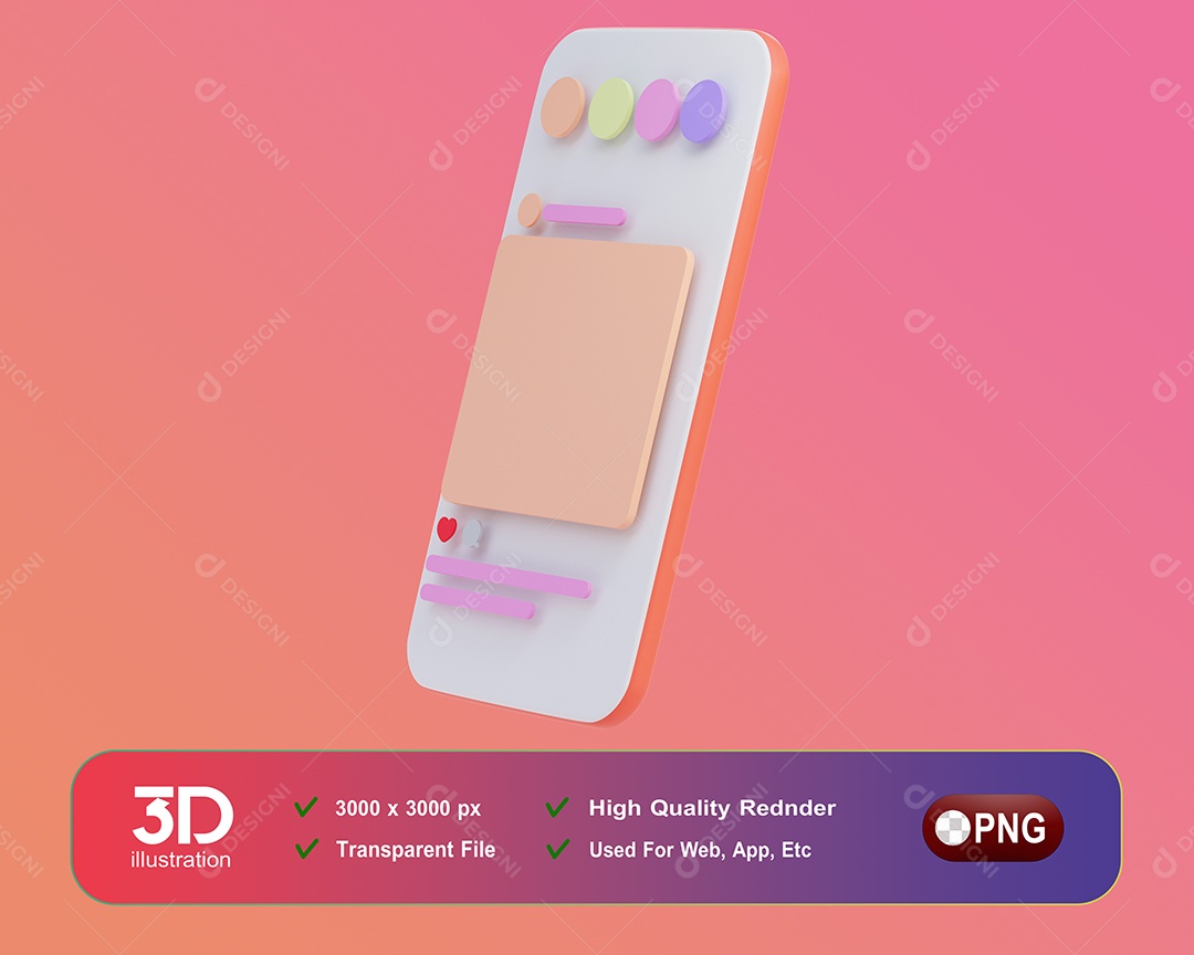 Tela De Um Smartfone Elemento 3D Para Composição PSD
