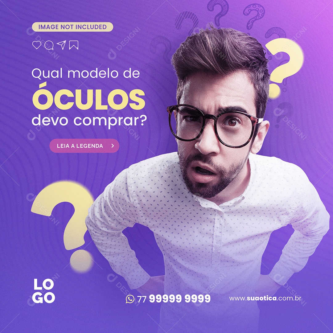 Qual modelo de Óculos Devo Comprara Social Media PSD Editável