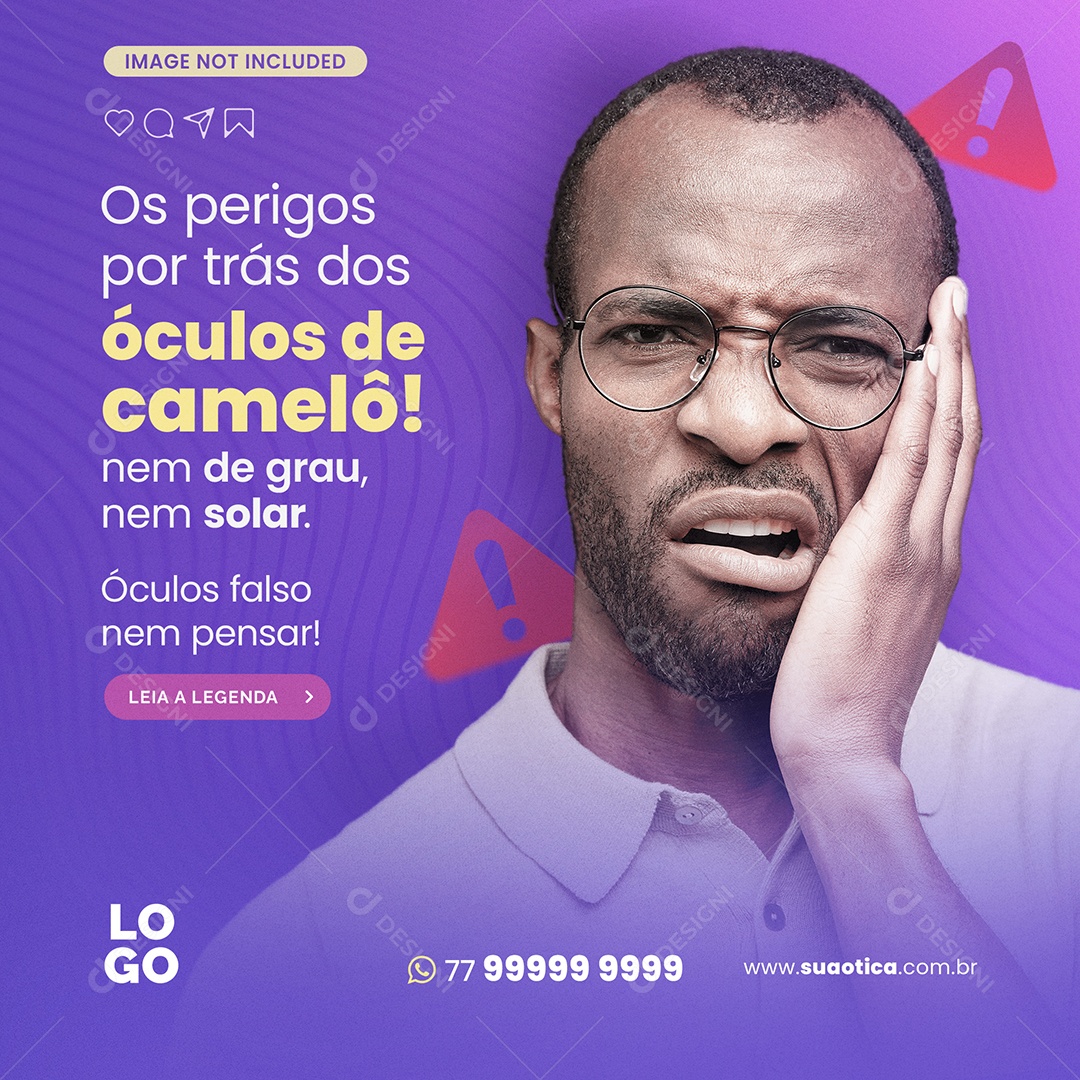 Os Perigos Por Traz de Óculos de Camelô Social Media PSD Editável