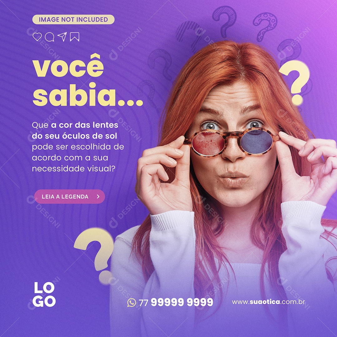 Cor das Lentes do seu Óculos de Sol Social Media PSD Editável