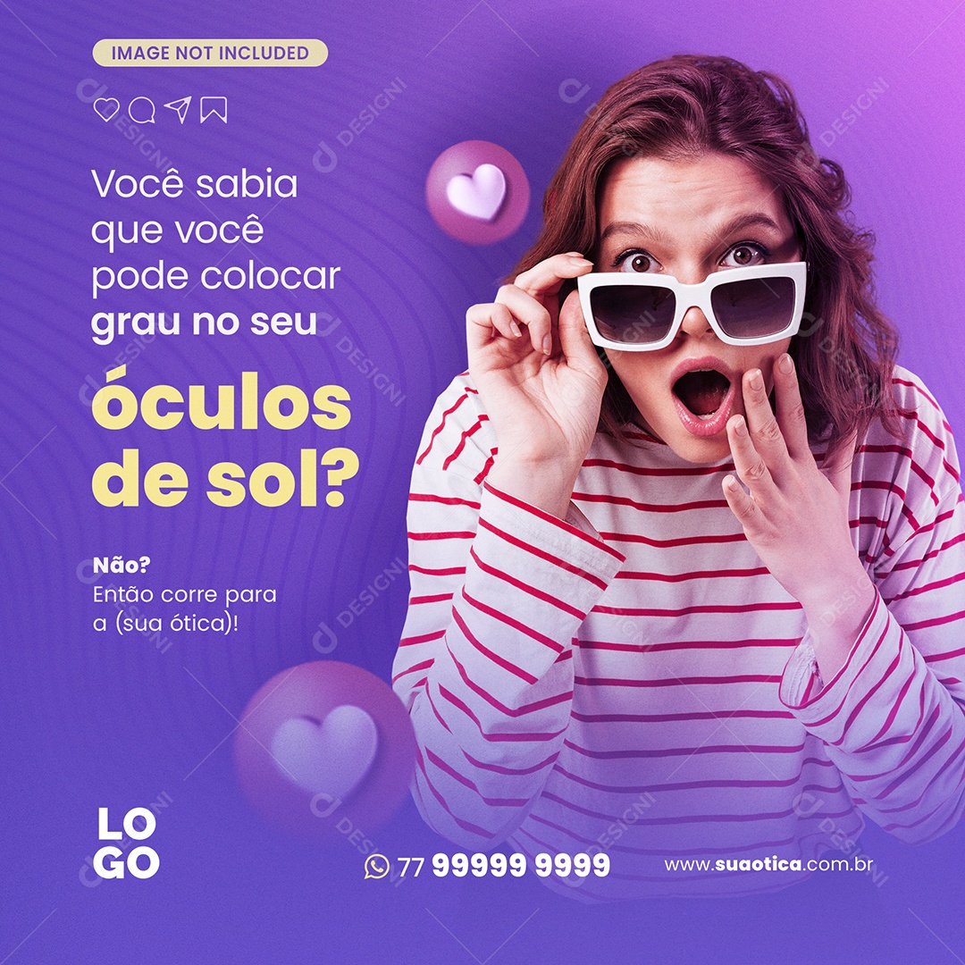 Você Sabia Que Você Pode Colocar Grau no Seu Óculos de Sol Social Media PSD Editável