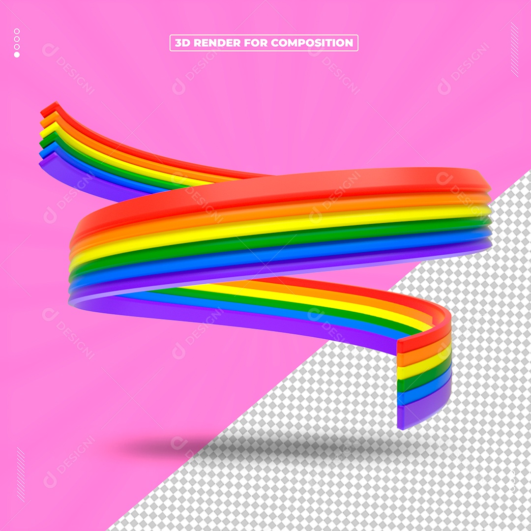 Elemento 3D Arco Iris Circulando Para Composição PSD