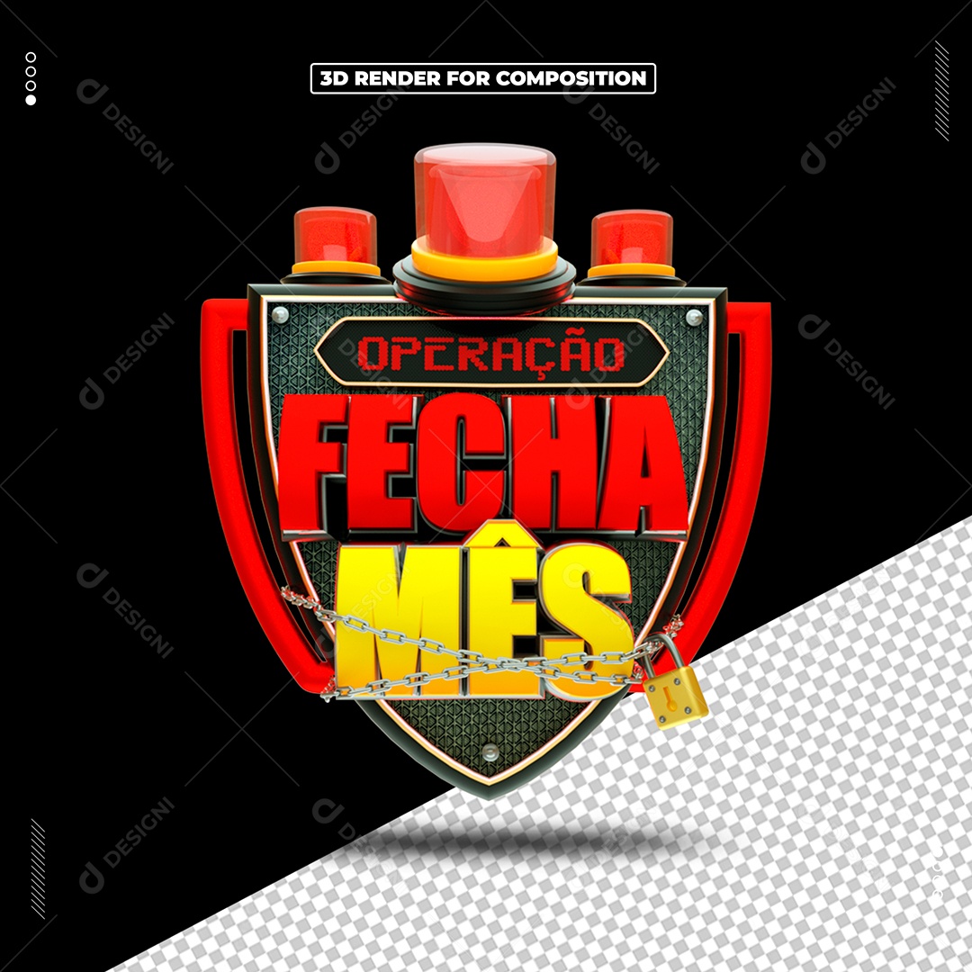 Selo 3D Operação Fecha Mês Para Composição PSD