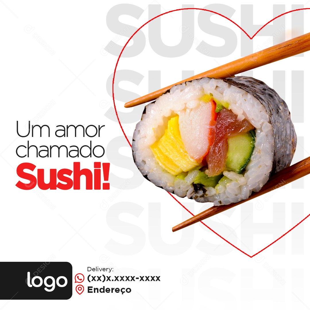 Um Amor Chamado Sushi Social Media PSD Editável